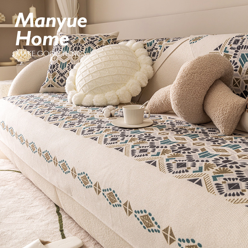 蔓越家  波西米亚加厚棉麻沙发垫北欧夏季通用坐垫沙发套罩靠背巾,居家布艺,沙发垫,淘宝优惠券,粉丝福利购,淘宝优惠卷