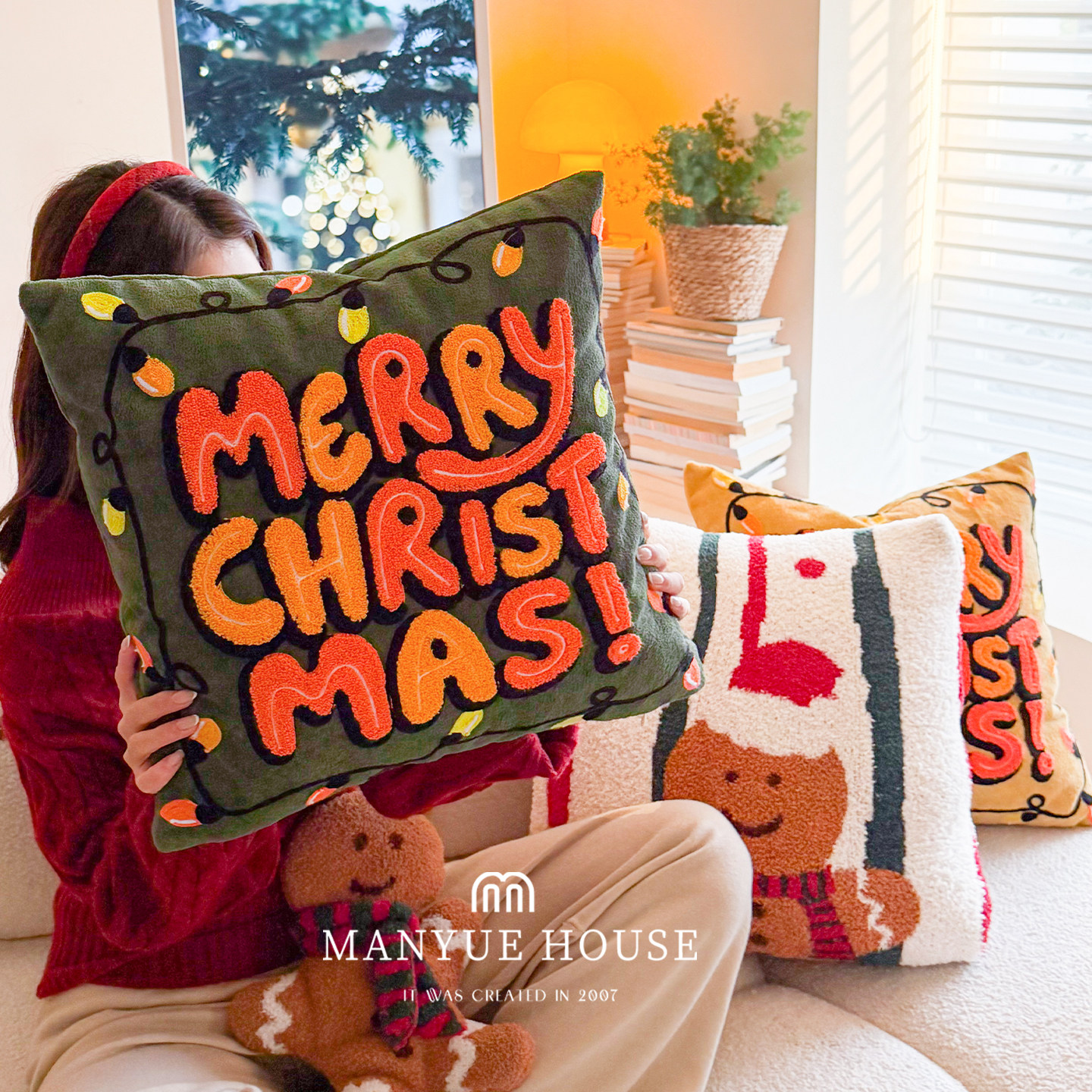 蔓越家圣诞客厅沙发抱枕靠垫腰靠