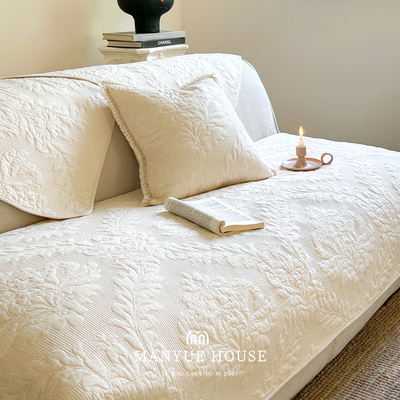 蔓越家纯棉绣花沙发垫盖布巾