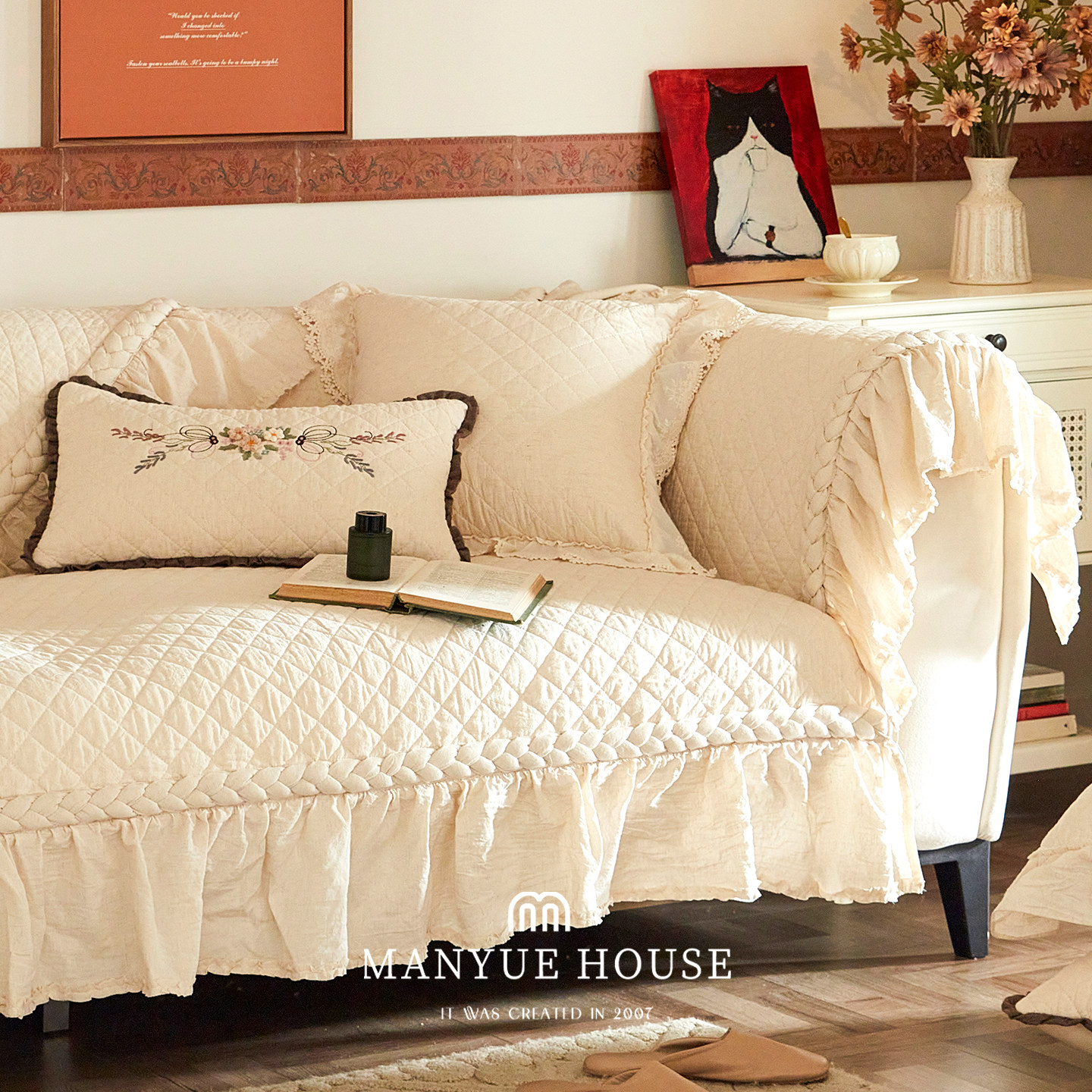 蔓越家 中古客厅沙发棉麻沙发垫纯棉沙发套罩垫布沙发盖布坐垫子,居家布艺,沙发垫,淘宝优惠券,粉丝福利购,淘宝优惠卷