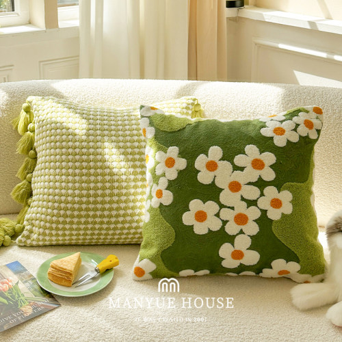 样板间绿色系靠枕抱枕套不含芯