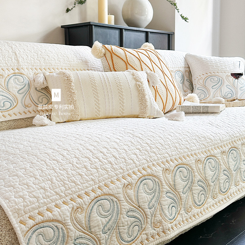 蔓越家 新中式纯棉中古沙发垫客厅沙发套罩巾沙发盖布全棉坐垫,居家布艺,沙发垫,淘宝优惠券,粉丝福利购,淘宝优惠卷