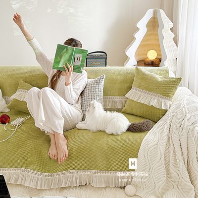玉米绒少女心裙边沙发垫