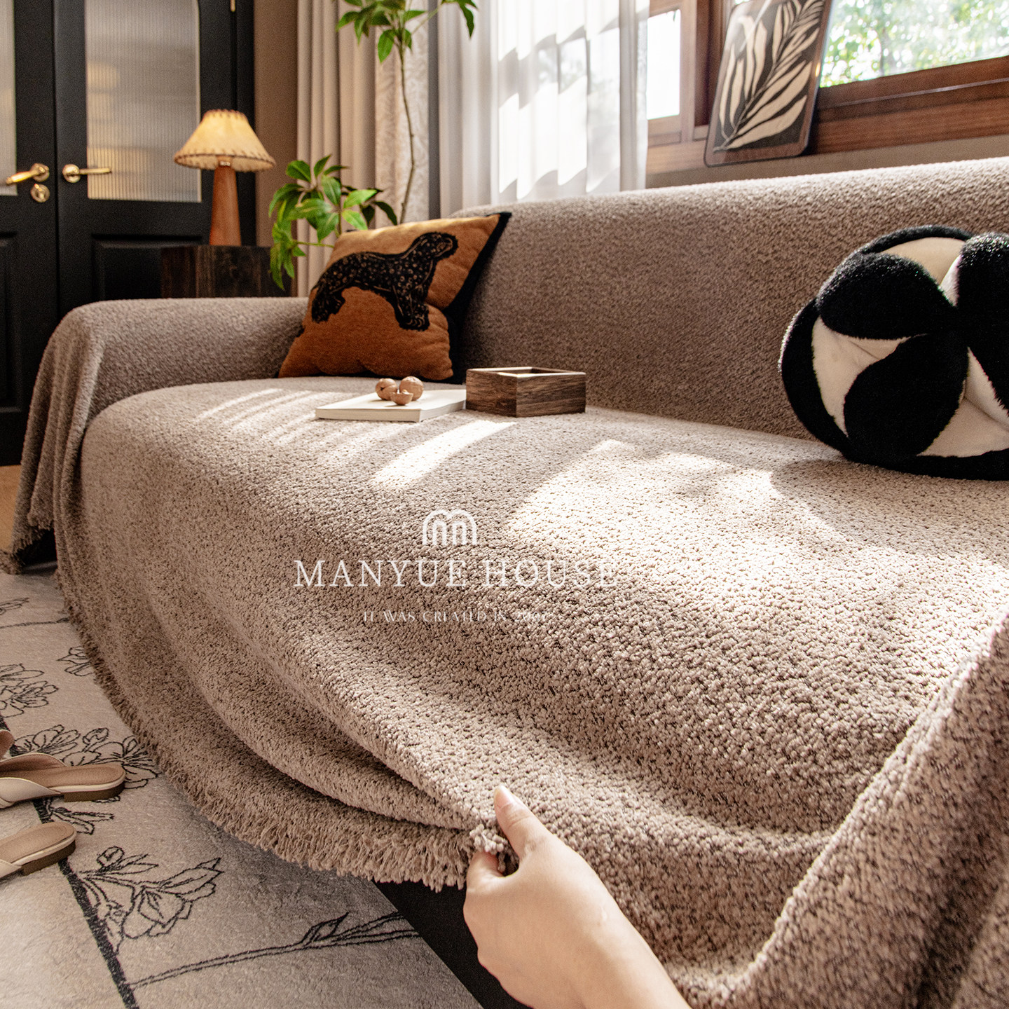 蔓越家 中古风云芙绒沙发巾高级感客厅沙发套罩布巾加厚四季通用,居家布艺,沙发套,淘宝优惠券,粉丝福利购,淘宝优惠卷