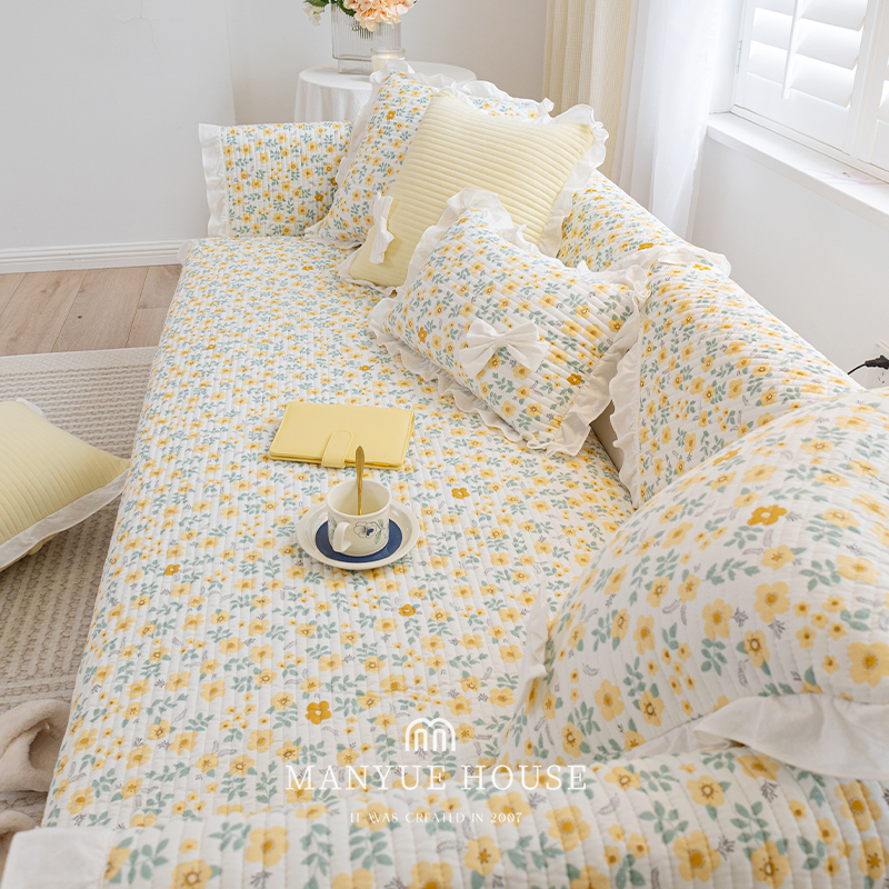 蔓越家 南法假日 ins法式全棉纯棉沙发垫沙发套罩盖布靠背巾座垫,居家布艺,沙发垫,淘宝优惠券,粉丝福利购,淘宝优惠卷