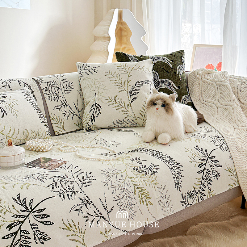 雪尼尔中古风客厅沙发垫