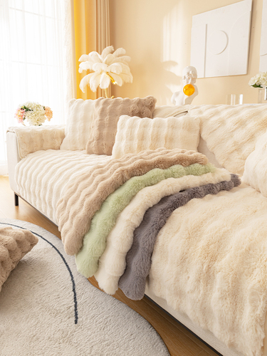 Wanyue home, cat feeling ins autumn and winter cream sofa cushion, non-slip sofa cover, thickened plush sofa cover