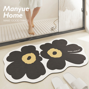 蔓越家 春泥 浴室地垫卫生间门口吸水防滑脚垫地毯卫浴花朵垫子