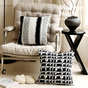 蔓越家 ins简约黑白提花抱枕客厅沙发靠垫样板间床头靠枕