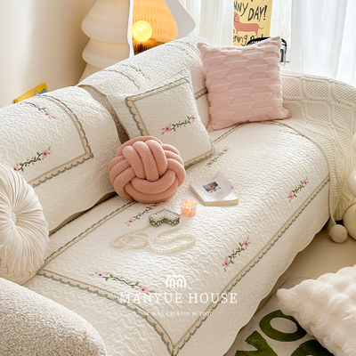 水洗全棉防滑ins绣花沙发垫