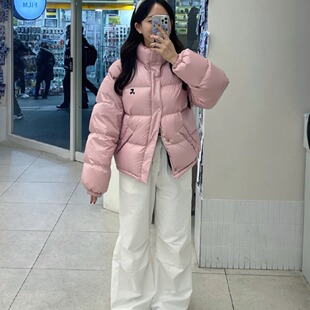 白鸭绒2024冬季新款韩国潮牌RR羽绒服女短款宽松面包服加厚外套