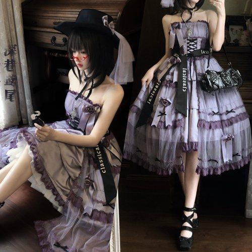 【墙叔原创】深巷鸢尾jsk.紫色系墙叔原创Lolita紫色纯色