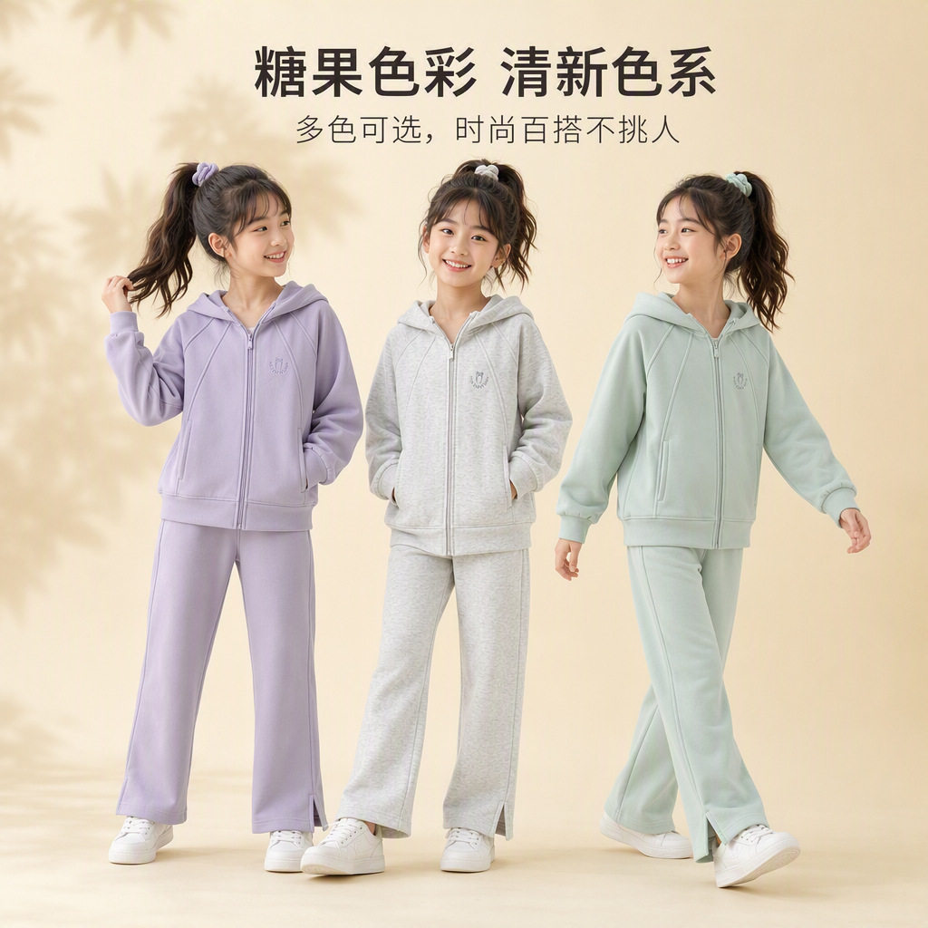 女童卫衣套装秋2026新款洋气时髦韩版潮多巴胺2025中大童时尚卫裤