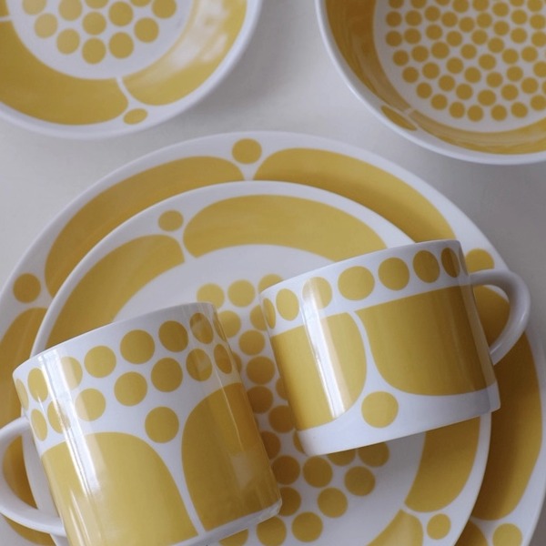 北欧陶瓷星期天黄色杯碟