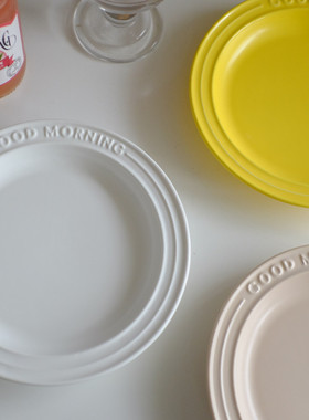 杂置社陶瓷北欧简约字母GOODMORNING马卡龙色甜品盘早餐碟