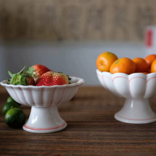 杂置社日式日单花瓣花形高脚复古水果托盘小碗零食碟日料