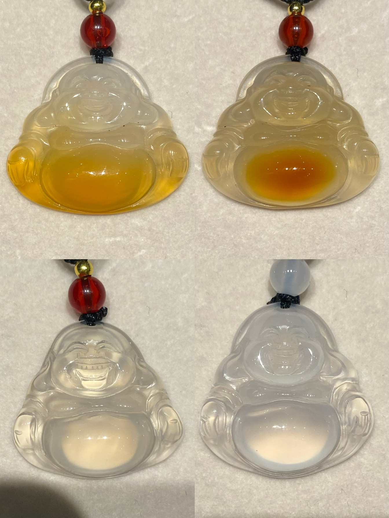 一物一图-天然正品玛瑙玉髓佛公吊坠白冰香槟白月光挂绳马料高冰
