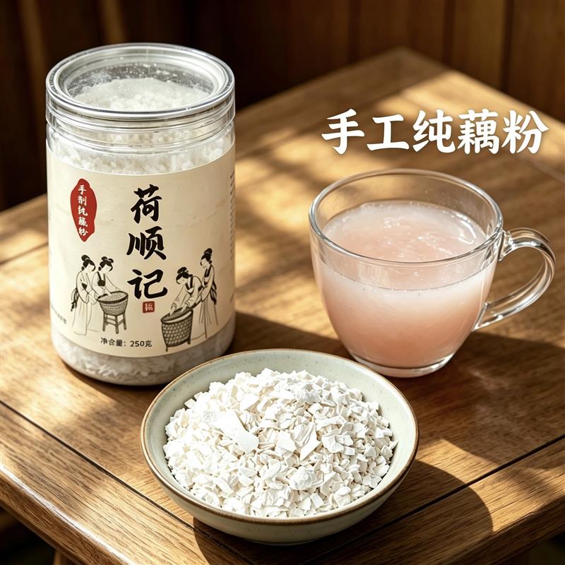 纯藕粉扬州宝应古法纯藕粉手削手工鹅毛雪片250g罐装