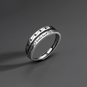 戒指男款纯银开口可调节高级感小众设计潮男生单身指环男士银戒指