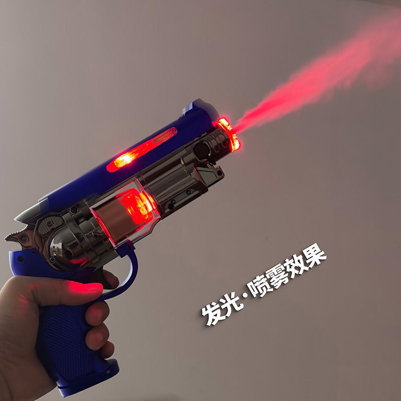儿童电动玩具男孩左轮烟雾玩具枪声光震动发光振动宝宝手枪2-8岁