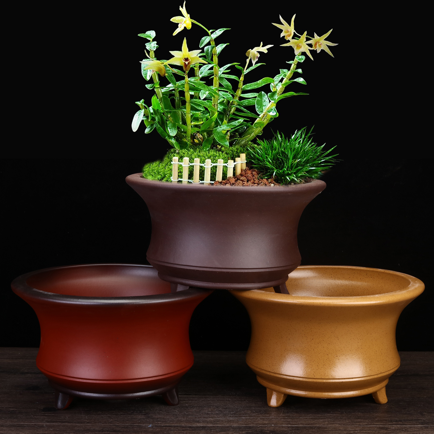 紫砂花盆中国风简约家用陶瓷陶瓷