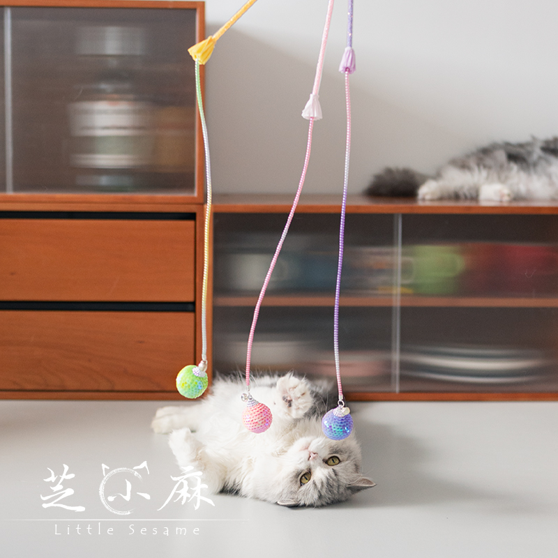 逗猫棒玲珑球弹力绳亮片互动解闷