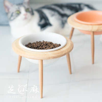 橡木高脚猫碗猫盆飞碟猫架