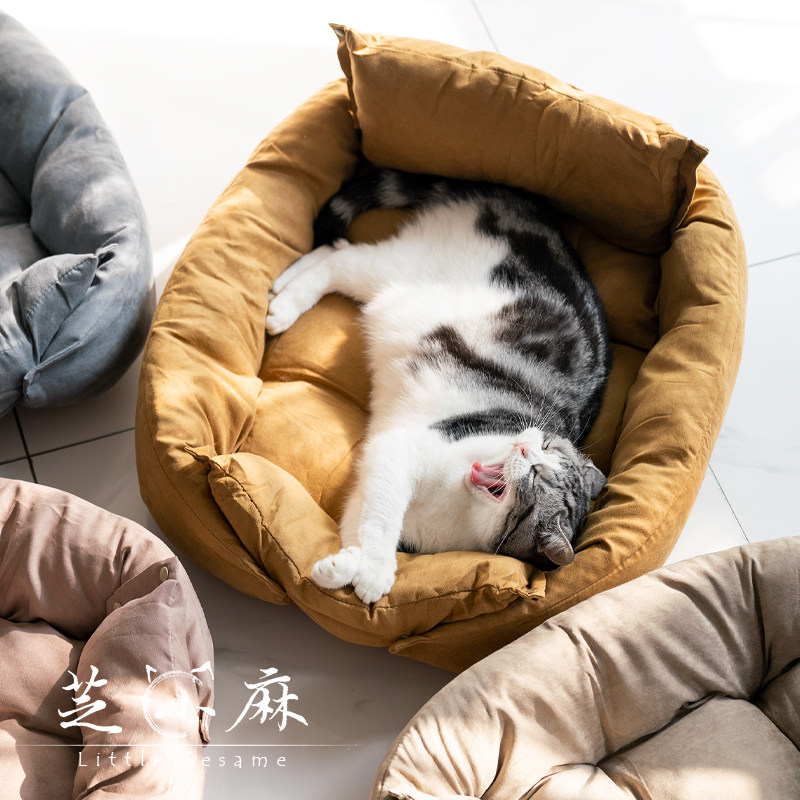 芝小麻多功能窝垫四季通用猫窝沙发睡垫保暖睡觉小猫床幼猫猫咪窝
