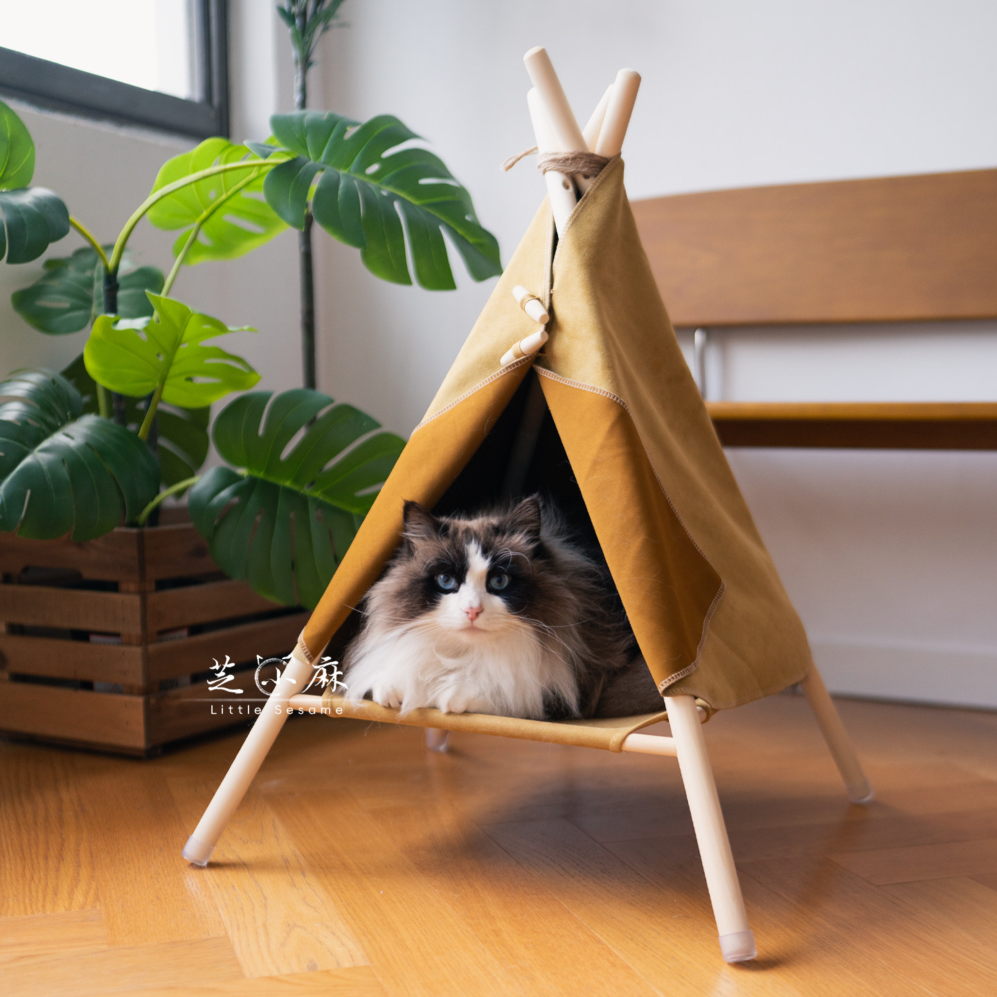 芝小麻安全感猫帐篷猫窝猫咪躲避屋半封闭四季通用可拆洗猫床猫屋