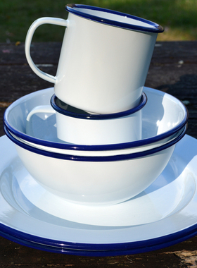 TABS美国克朗峡谷家居Crow Canyon Home复古圆法郎搪瓷20cm沙拉盘