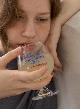 The Breakfast Club早餐俱乐部耐热高硼玻璃矮脚红酒杯复古撞色