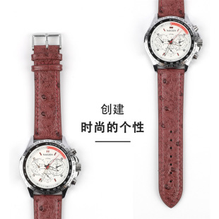2021新款驼鸟纹真皮表带男女士 开关生耳快拆真牛皮表带20 22mm