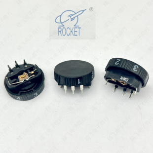 B100K 黑色 5脚带轮电位器旋转10下带开关 国产WH￠28