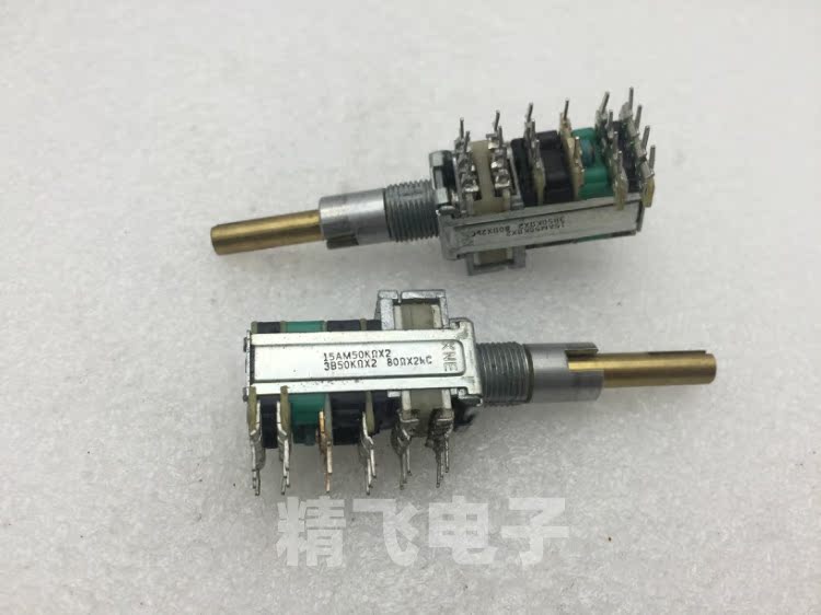 KNE韩国RK12双轴电位器15AM50K*2 3850K*2 80*2KC带开关轴长33MM