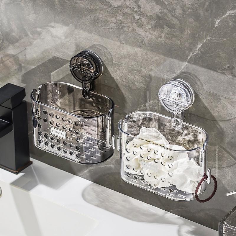 吸盘洗脸巾收纳筐免打孔壁挂洗漱台置物架擦脸巾收纳架卫生间挂篮