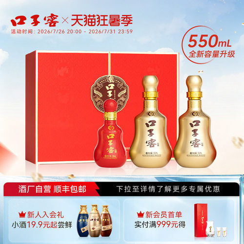 口子窖10年白酒礼盒50度550mL*2