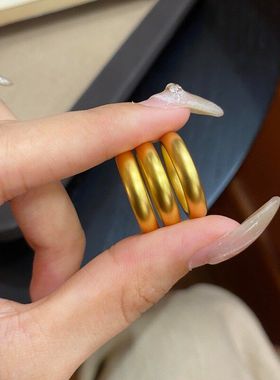 沙金饰品泥鳅背戒指男女仿真黄金古法传承素圈指环轻奢高级感对戒