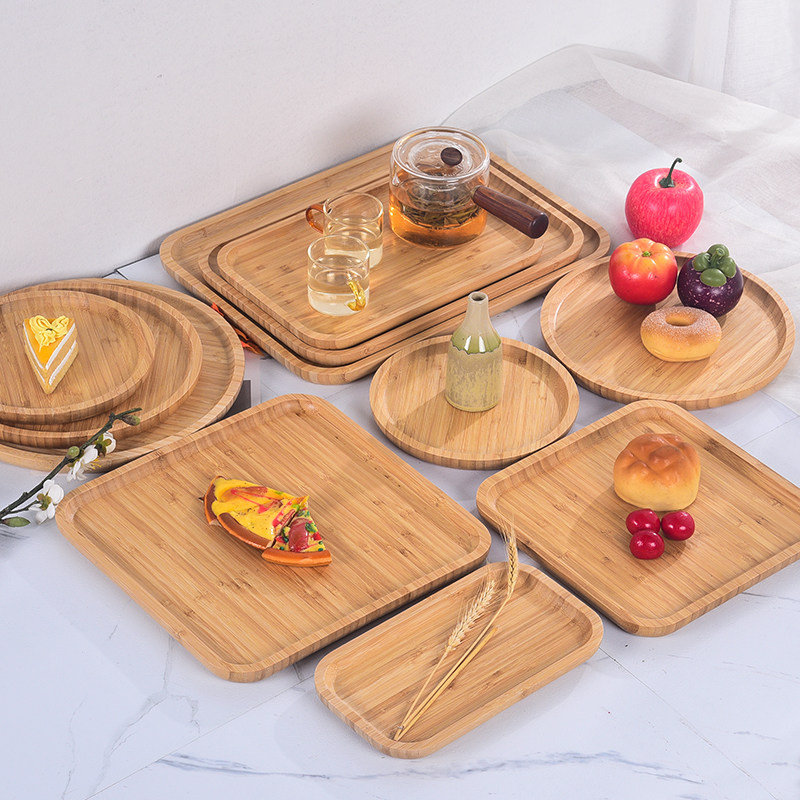 日式竹质托盘创意披萨竹木茶盘长方形家用圆形蛋糕水果盘水杯盘子,餐饮具,盘,淘宝优惠券,粉丝福利购,淘宝优惠卷