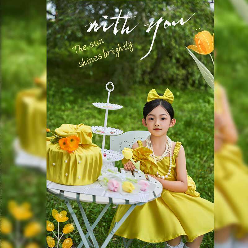 儿童摄影服饰2022新款5-7岁女孩影楼主题写真艺术照吊带走秀裙子