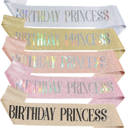 新款生日派对金葱肩带礼仪带 birthday princess公主腰带绶带