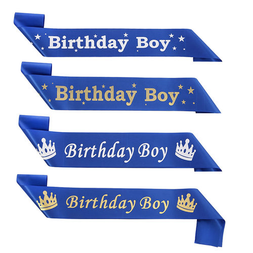 生日派对蓝色星空皇冠肩带礼仪带 birthday boy 生日男孩饰品腰带