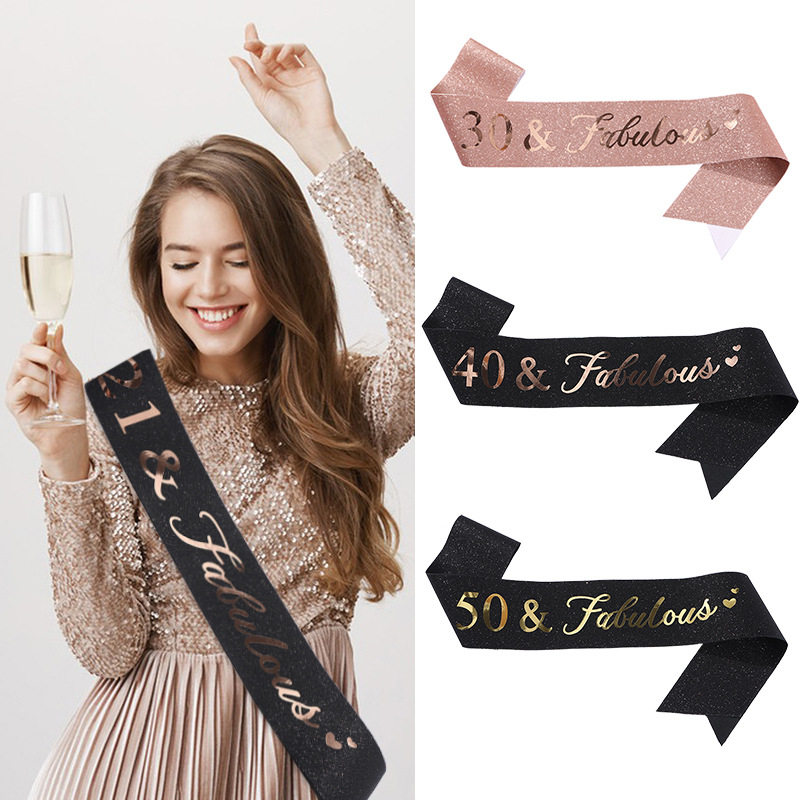 欧美数字生日绶带肩带18 fabulous礼仪带腰带21 30 40 50 60 70岁