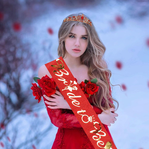 新款婚礼派对轻奢新娘水晶皇冠肩带套装Bride to be 烫钻腰带绶带