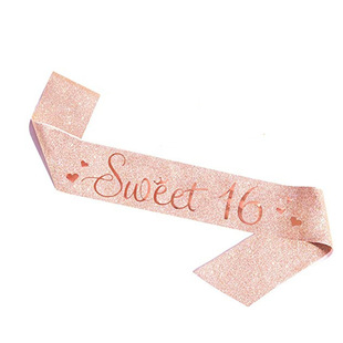 热销款Sweet 16肩带礼仪带 玫瑰金16岁绶带腰带生日派对装饰用品