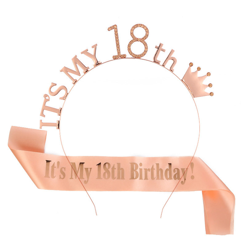生日派对肩带发箍套装 13 16 18 21 30 40 50 60 70 80生日皇冠