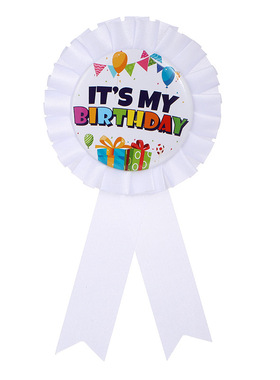 欧美新款白色It's my birthday胸花徽章金色生日派对徽章胸章