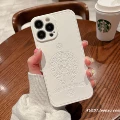 White Chrome Hearts [Leather Texture Soft Case - Large Aperture for Lenses 13mm and Under, Lens Not Included]