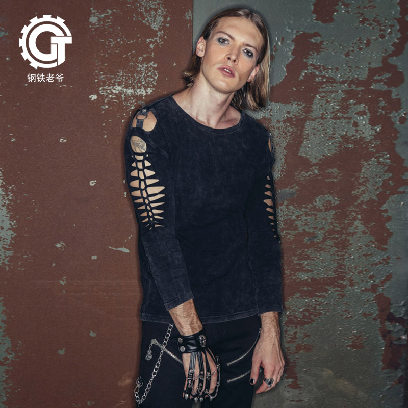 朋克英伦街头哥特舞台镂空打底衫