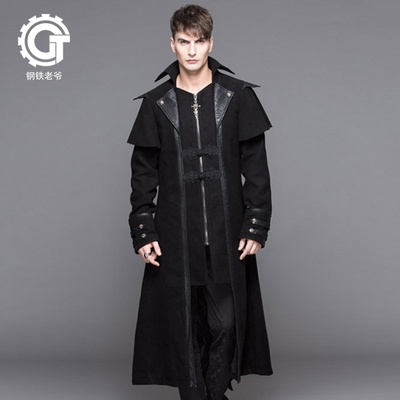 黑暗系加厚中长款风衣外套