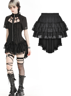 DARK IN LOVE哥特女装暗黑蕾丝不规则短裙PW129